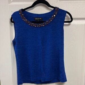 Jones New York Blue Embellished Tank Top
